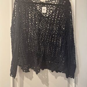 ADORA Black Crochet V-Neck Sweater